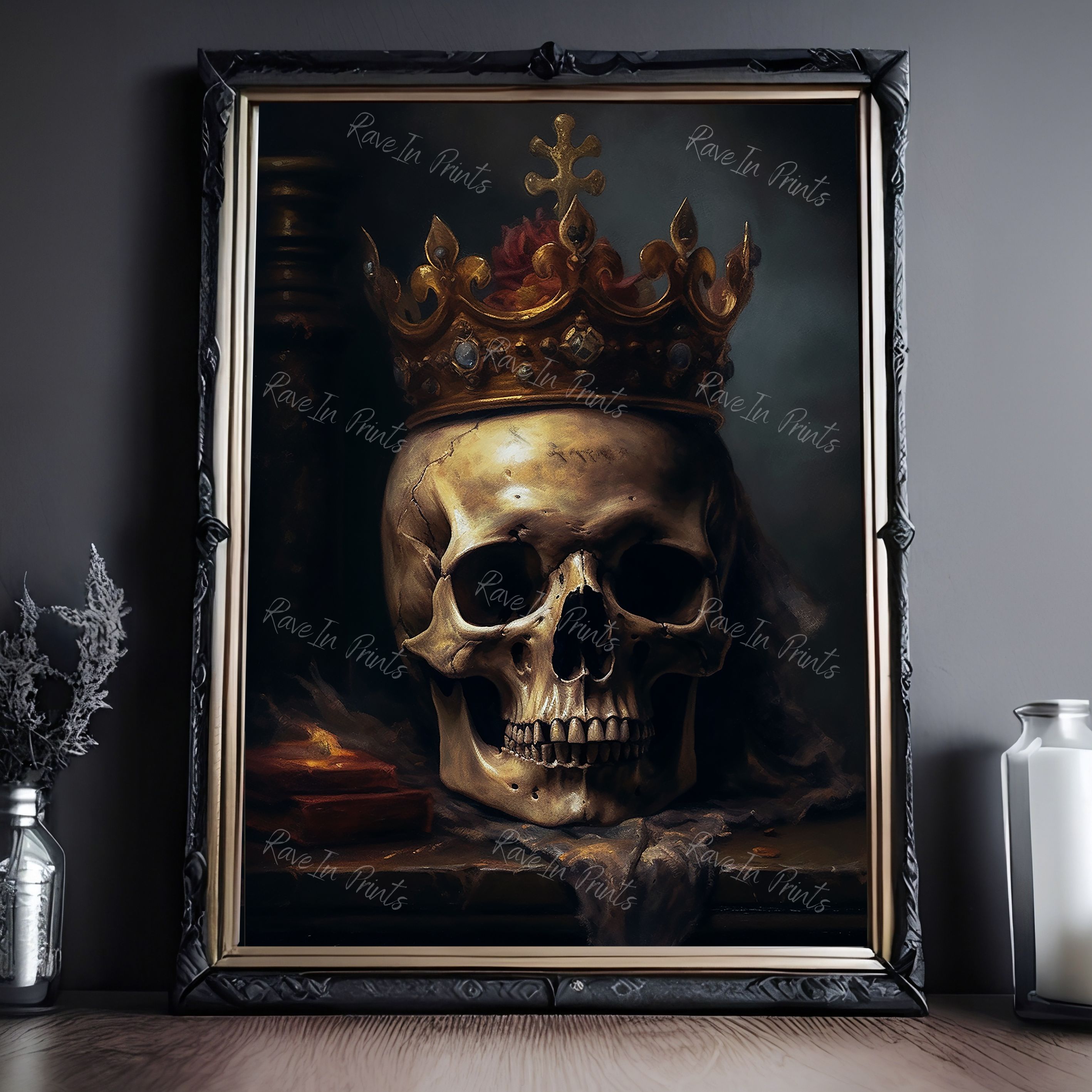 still life skull, gothic home decor