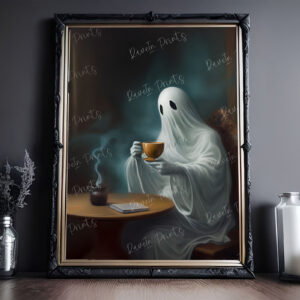 ghost drinking coffee