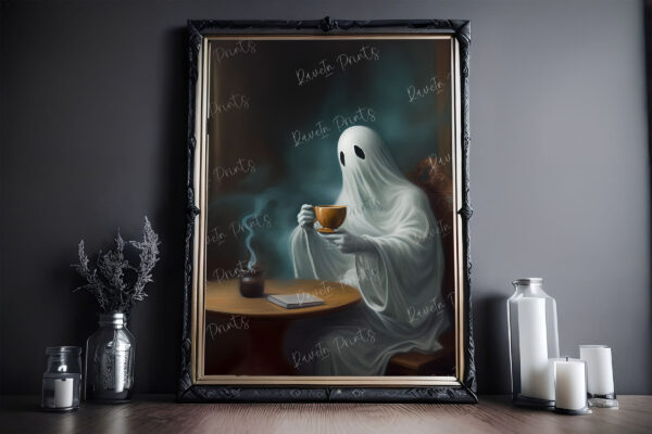 ghost drinking coffee