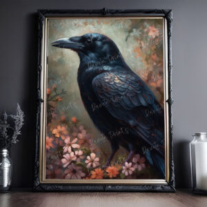 raven in the flowers