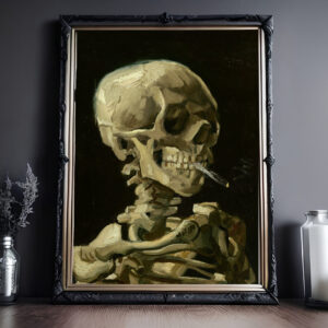 Skull of a Skeleton with Burning Cigarette by Van Gogh Art Print