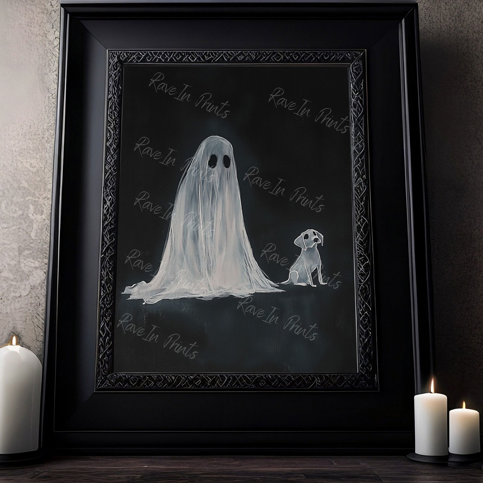 ghost best friend, ghost dog, ghost painting print