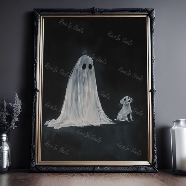 ghost best friend, ghost dog, ghost painting print