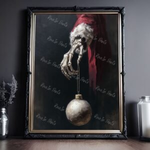 Skeleton Santa Ornament - Dark Christmas Aesthetic Wall Art