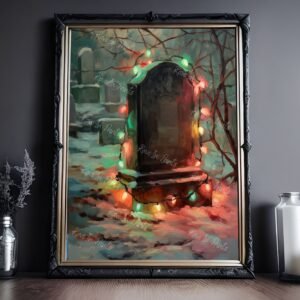 Gothic Christmas Graveyard - Dark Christmas Aesthetic Wall Art